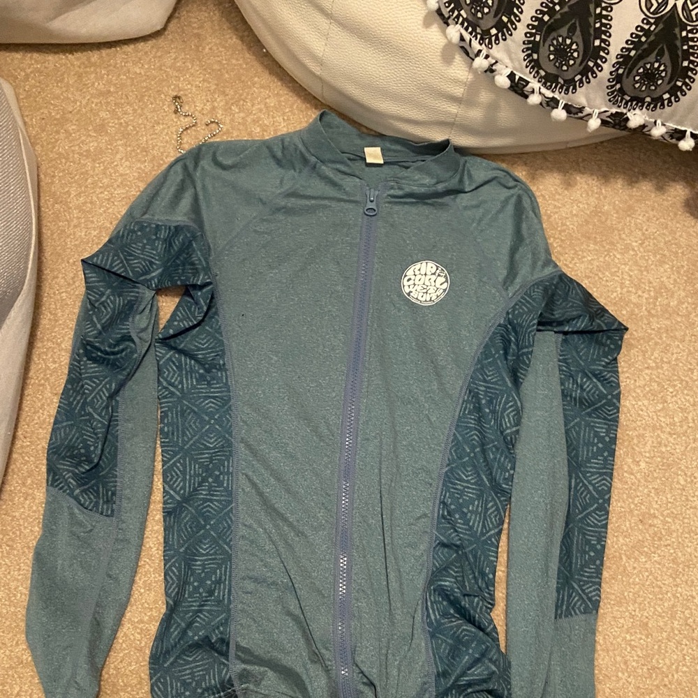 Blueish Green Long-Sleeve Swim Top
